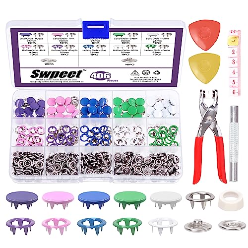 Swpeet Hollow and Solid 407Pcs 3/8" 2 Stile 5 Farben Voll und Hohl 5 Prong Metall Druckknöpfe mit Druckknöpfen Werkzeug Befestigungszange und Schneider Kreide Sortiment Kit, Druckknöpfe Swpeet Hollow and Solid 407Pcs 3/8" 2 Stile 5 Farben Voll und Hohl 5 Prong Metall Druckknöpfe mit Druckknöpfen Werkzeug Befestigungszange und Schneider Kreide Sortiment Kit, Druckknöpfe von Swpeet