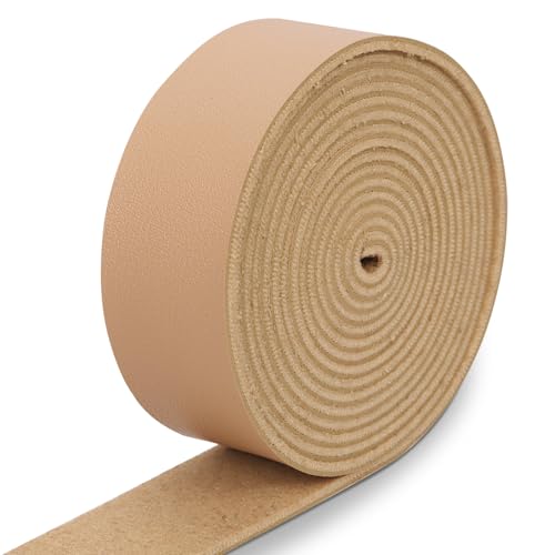 Swpeet Light Camel 1 Zoll Breite 80 Zoll Lederband, einseitige Vollkornlederstreifen Schnur String, Lange Flache Ledergürtelstreifen Ideal für DIY-Handwerksprojekte, Kleidung, Schmuck, Verpackung von Swpeet