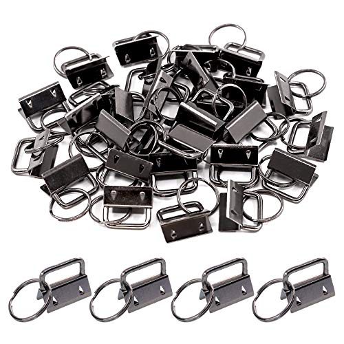 Swpeet Schlüsselanhänger-Hardware mit Schlüsselring-Sets, perfekt für Taschenarmbänder mit Stoff/Band/Gurtband/Prägung und andere Handarbeiten, 25 mm, Gun-Black, 45 Stück von Swpeet