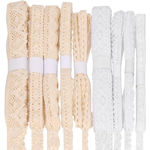 Swpeet Vintage Ribbon Cotton 9 Rolls Total 45 Yards Beige und Weiß Spitze Band Baumwolle Spitze Trim Häkeln Nähset, jede 5 Yards Spitze Vintage Spitze Rand Band zum Nähen machen, Geschenkverpackung Swpeet Vintage Ribbon Cotton 9 Rolls Total 45 Yards Beige und Weiß Spitze Band Baumwolle Spitze Trim Häkeln Nähset, jede 5 Yards Spitze Vintage Spitze Rand Band zum Nähen machen, Geschenkverpackung von Swpeet