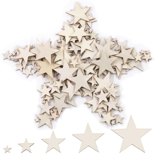 Swpeet Wood Cutout 300P 5 Größen Unfinished Wood Star Cutouts Sortiment Kit, leere hölzerne Sterne Scheiben, hölzerne Stern Ornamente, hölzerne Stern geformte Verzierungen Scheiben für Handwerk Swpeet Wood Cutout 300P 5 Größen Unfinished Wood Star Cutouts Sortiment Kit, leere hölzerne Sterne Scheiben, hölzerne Stern Ornamente, hölzerne Stern geformte Verzierungen Scheiben für Handwerk von Swpeet