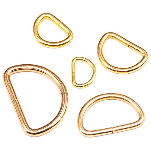 swpeet 120 PCS sortiert D-Ring aus Metall halbrund D Ring für Hardware Staubbeutel Ring Hand DIY Zubehör – 1/5,1 cm, 5/20,3 cm, 3/10,2 cm, 2,5 cm, 5/10,2 cm gold von Swpeet