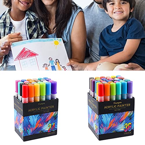 24/36 Farben Jumbo Acrylstifte – Acrylic Paint Marker für Graffiti, Steine, Holz – Wasserfest, Permanent für Straßenkünstler & DIY Projekte (36) von Swsdee