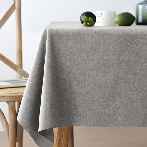 Swsen Tischdecke Abwaschbar Rund 120X200cm – Dunkelgrau Tischtuch in Leinen-Optik, Wasserabweisend mit Lotuseffekt & Kratzfest – Outdoor & Indoor Tischläufer für Wohnzimmer, Esszimmer, Garten von Swsen