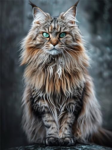 Diamond Painting 5D DIY Set für Erwachsene Maine-Coon-Katze Square Drill 40x50cm Diamant Malerei Bastelset Full Drill Groß Set Bilder Home Wanddeko Geschenk Basteln Embroidery Painting with Accessorie von Sxdgus