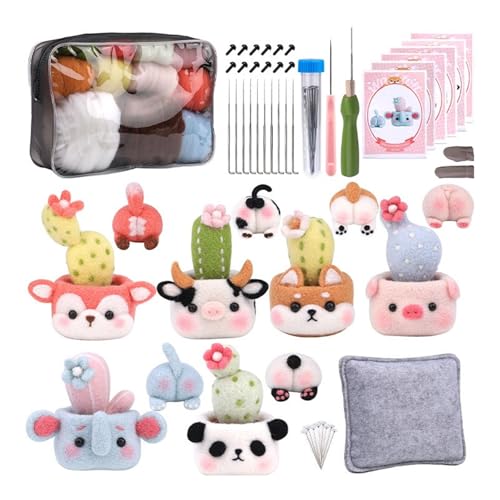 Anfänger Wollfilz Set Tier Pflanze Nadelfilz Set mit Nadelanleitung Wolle Roving Holzgriff Anfänger Wollfilz Set Tier Pflanze Nadelfilz Set mit Nadelanleitung Wolle Roving Holzgriff von Sxett