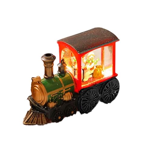 Handbemalte Weihnachtsmann-Zug-Figur, stilvoller Weihnachtsmann, Schneemann, reitender Zug, Figur für erfreuliche Weihnachtsdekorationen, handbemalte Urlaubsdekoration von Sxett