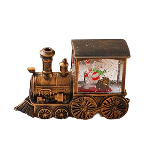 Handbemalte Weihnachtsmann-Zug-Figur, stilvoller Weihnachtsmann, Schneemann, reitender Zug, Figur für erfreuliche Weihnachtsdekorationen, handbemalte Urlaubsdekoration von Sxett