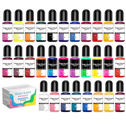 Set mit 30 Farbtönen, mehrfarbig, Epoxidharz, Pigmente, Epoxidharz, Farbstoff, Handarbeitszubehör zum Basteln von Pigmenten auf Wasserbasis von Sxett