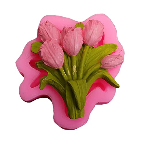 Silikonform für Blumen, Handarbeit, Seife, Tulpen, Blumenstrauß, Epoxidharz, Kuchendekoration, Werkzeuge von Sxett