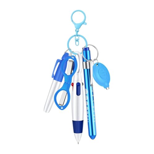 Sxmrmnx 6-In-1 Multifunktions-Kugelschreiber-Set mit Druckfunktion, Taschenlampe, Faltbare Schere, Kugelschreiber, Schlüsselanhänger, Krankenschwester-Stifte, Blau Sxmrmnx 6-In-1 Multifunktions-Kugelschreiber-Set mit Druckfunktion, Taschenlampe, Faltbare Schere, Kugelschreiber, Schlüsselanhänger, Krankenschwester-Stifte, Blau von Sxmrmnx