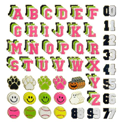 Chenille-Buchstaben-Aufnäher, selbstklebend, für Bastelarbeiten, Rucksäcke, Hüte und Urlaubsdekoration, 26 Chenille-Buchstaben + Zahlenaufnäher + Aufnäher, Symbole, 156 Stück Chenille-Buchstaben-Aufnäher, selbstklebend, für Bastelarbeiten, Rucksäcke, Hüte und Urlaubsdekoration, 26 Chenille-Buchstaben + Zahlenaufnäher + Aufnäher, Symbole, 156 Stück von Sxoofwork