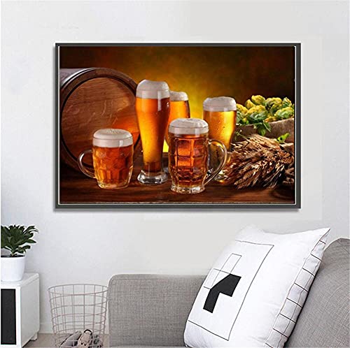 5D Diamond Painting Bier,Diamant-Mal-Kits,Diamant Malerei,DIY-Diamant-Kunst-Kits,Vollbohrer-Diamant-Mal-Kit für Erwachsene Kinder Kunsthandwerk Stickerei-Malerei Round Drill 30x60cm von Sxrzl