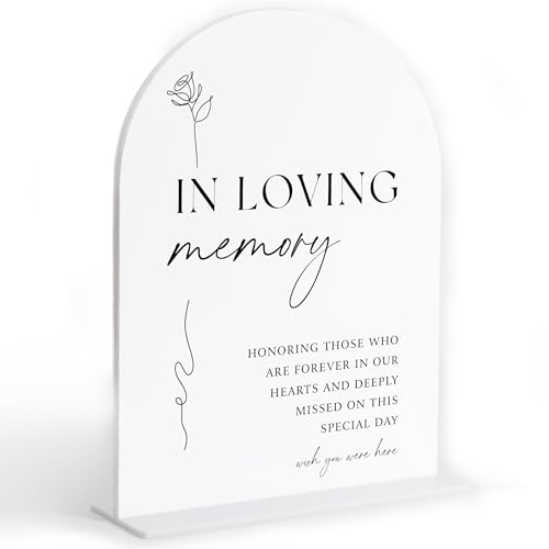In Loving Memory Schild, weißer Bogen, Acrylschild, Gedächtnis-Tischschild für Hochzeit, Hochzeitsempfang und Event-Party-Dekorationen, Brautparty-Dekor, Tafelaufsatz, Tischdekoration, Party-7 In Loving Memory Schild, weißer Bogen, Acrylschild, Gedächtnis-Tischschild für Hochzeit, Hochzeitsempfang und Event-Party-Dekorationen, Brautparty-Dekor, Tafelaufsatz, Tischdekoration, Party-7 von Sxurt