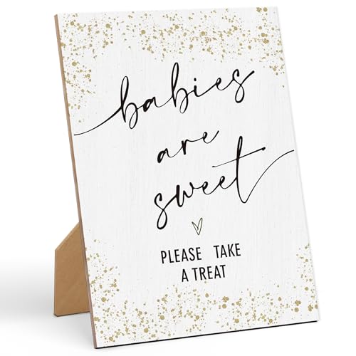 Sxurt Dekoratives Schild – Babies are Sweet Take a Treat, 27,9 x 20,3 cm, Holz, Gold, modern, Beschilderung für Babyparty, Geschlechtsoffenbarung, Party-Dekorationen Sxurt Dekoratives Schild – Babies are Sweet Take a Treat, 27,9 x 20,3 cm, Holz, Gold, modern, Beschilderung für Babyparty, Geschlechtsoffenbarung, Party-Dekorationen von Sxurt