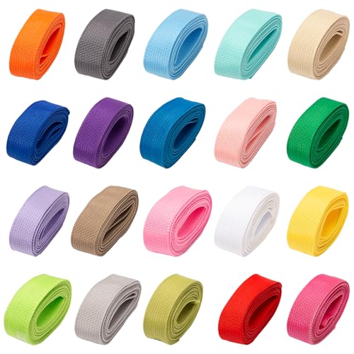 Sxutop 20 Rollen Gurtband Polypropylen Gurtband 25mm Breit Polypropylen Taschengurtband Bunte Gurtbänder für Taschen Gürtel Rucksack Gepäckgurt Haustierhalsband (2.18 Yards/Rolle) von Sxutop