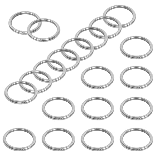 Sxutop 20 Stück O-Ring aus Edelstahl, Rund Ringe Mehrzweck Geschweißt Ring Schnalle Metallringe 30 mm O Ring Metall geeignet für Handwerksgürtel Geldbeutel Tasche Hardware Herstellen von Sxutop