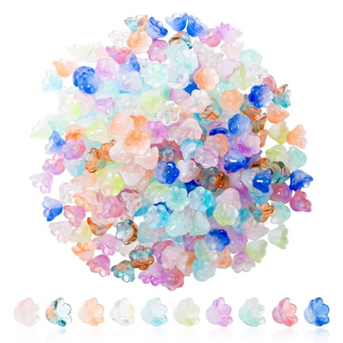 Sxutop 200 Stück Blumen Glasperlen Set Glockenblumen Glasperlen zum Auffädeln Perlen Blumen Basteln Blütenkelche Perlen Glockenblumen Perlen Blumen Perlen für Armbänder Halsketten Ohrringe (10 Farben) Sxutop 200 Stück Blumen Glasperlen Set Glockenblumen Glasperlen zum Auffädeln Perlen Blumen Basteln Blütenkelche Perlen Glockenblumen Perlen Blumen Perlen für Armbänder Halsketten Ohrringe (10 Farben) von Sxutop