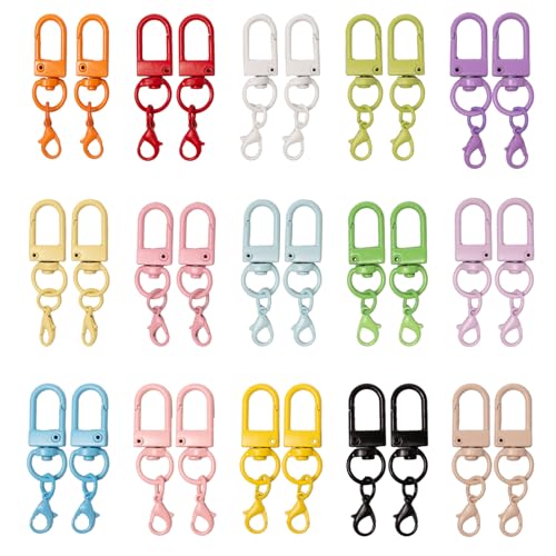 Sxutop 30 Stück Bunte Hummer Haken Mini Schlüsselanhänger Ringe Karabinerhaken Schlüsselanhänger 360° Drehbar Karabinerverschlüsse Hummerhaken für DIY Tasche Schlüsselband Rucksack Gurt Zubehör von Sxutop