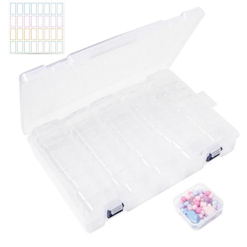 Sxutop 45 Stück Kleine Aufbewahrungsboxen Transparent Kunststoff Aufbewahrungsbox mit Deckel Klein Sortierbox Mini Plastik Boxen Aufbewahrungsbehälter für Perlen Kleinteile Schmuck (5.5x5.5x2 cm) von Sxutop