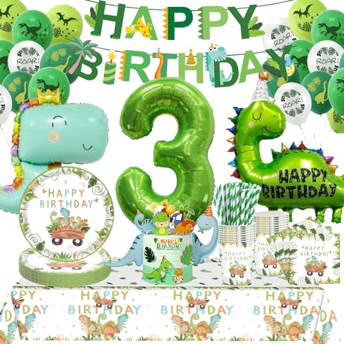 Dino Geburtstag Deko 3 Jahre,Dinosaurier Partygeschirr Geburtstagsdeko, Geburtstagsdeko 3 Jahre Junge, Dino Ballons Servietten etc Geburtstagsdeko Supplies für Party Kindergeburtstag Deko 16 Gäste Dino Geburtstag Deko 3 Jahre,Dinosaurier Partygeschirr Geburtstagsdeko, Geburtstagsdeko 3 Jahre Junge, Dino Ballons Servietten etc Geburtstagsdeko Supplies für Party Kindergeburtstag Deko 16 Gäste von Sxzgea