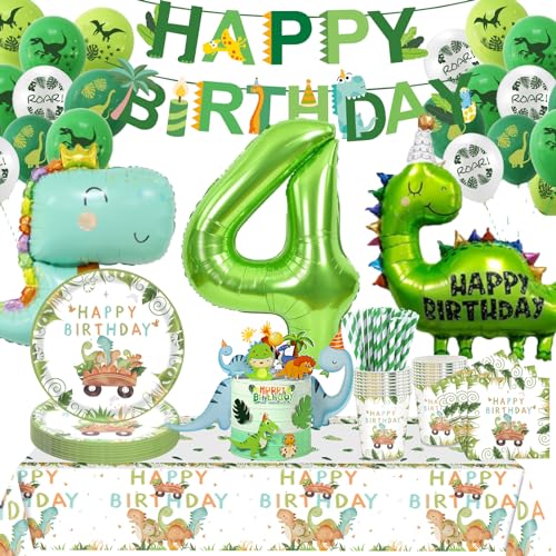 Dino Geburtstag Deko 4 Jahre,Dinosaurier Partygeschirr Geburtstagsdeko, Geburtstagsdeko 4 Jahre Junge, Dino Ballons Servietten etc Geburtstagsdeko Supplies für Party Kindergeburtstag Deko 16 Gäste Dino Geburtstag Deko 4 Jahre,Dinosaurier Partygeschirr Geburtstagsdeko, Geburtstagsdeko 4 Jahre Junge, Dino Ballons Servietten etc Geburtstagsdeko Supplies für Party Kindergeburtstag Deko 16 Gäste von Sxzgea
