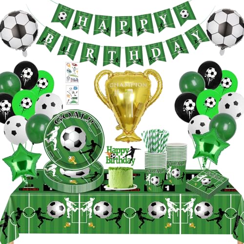Fussball Partygeschirr Set,Fussball Geburtstag Deko,Kindergeburtstag Deko,Geburtstag Party Geschirr mit Luftballons Servietten für Kindergeburtstag16 Gäste Fussball Partygeschirr Set,Fussball Geburtstag Deko,Kindergeburtstag Deko,Geburtstag Party Geschirr mit Luftballons Servietten für Kindergeburtstag16 Gäste von Sxzgea