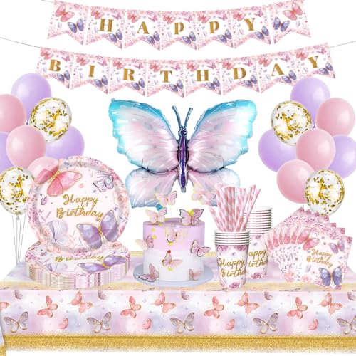 Schmetterling Partygeschirr Set, Geburtstag Party Geschirr, Partygeschirr Geburtstag,Schmetterling Geburtstag Deko,Mit TSchmetterling Pappteller Tassen,Party Geschirr für 16 Gäste Schmetterling Partygeschirr Set, Geburtstag Party Geschirr, Partygeschirr Geburtstag,Schmetterling Geburtstag Deko,Mit TSchmetterling Pappteller Tassen,Party Geschirr für 16 Gäste von Sxzgea