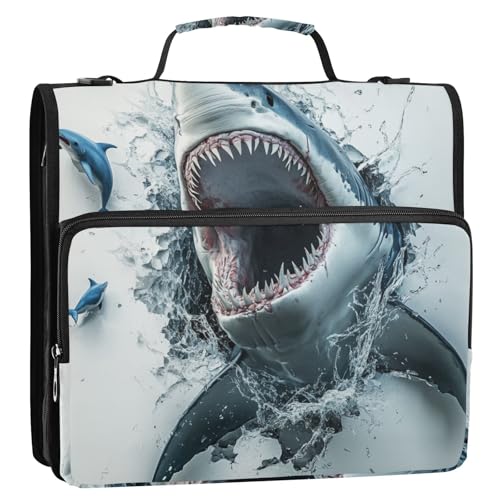 3D-Loch, weiße Wand, Tierhai, 3 Ringe, stabiler Reißverschluss, Ordner mit Schultergurt, leicht zu transportieren, Dokumenten-Organizer, Tasche für Schule und Büro, Organizadores de Carteras 3D-Loch, weiße Wand, Tierhai, 3 Ringe, stabiler Reißverschluss, Ordner mit Schultergurt, leicht zu transportieren, Dokumenten-Organizer, Tasche für Schule und Büro, Organizadores de Carteras von SyXIOP