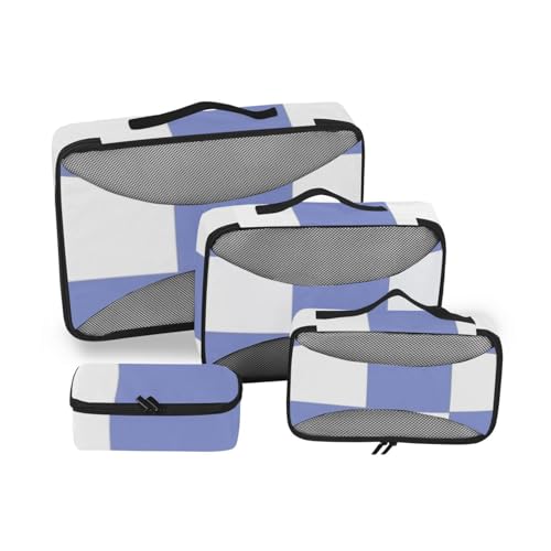 4-teiliges Organizer-Set für Schrank, Netzstoff, Reiseutensilien, leichtes Packwürfel-Set, Violett und Weiß von SyXIOP