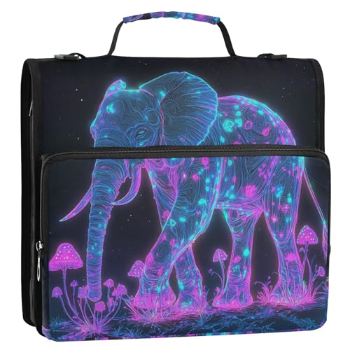 Aesthetic Purple Elephant 3,8 cm Ringbuch mit Reißverschluss mit Schultergurt und Griff, wasserdicht, Schulordner, Organizer für Mittelschüler, Clip de Cremallera Aesthetic Purple Elephant 3,8 cm Ringbuch mit Reißverschluss mit Schultergurt und Griff, wasserdicht, Schulordner, Organizer für Mittelschüler, Clip de Cremallera von SyXIOP