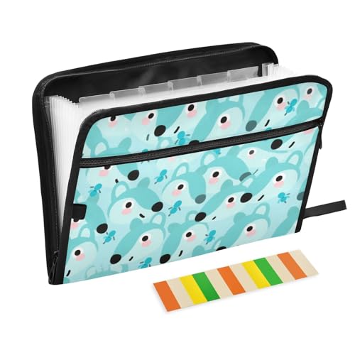 Akkordeon-Aktenordner mit niedlichem Tiermotiv, 13 Taschen, A4, Briefgröße mit Reißverschluss, für Papiere, Erweiterungsmappe Akkordeon-Aktenordner mit niedlichem Tiermotiv, 13 Taschen, A4, Briefgröße mit Reißverschluss, für Papiere, Erweiterungsmappe von SyXIOP
