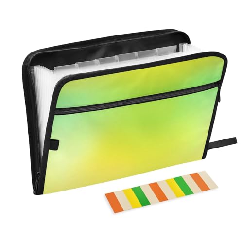 Aktenmappe mit mehreren Fächern, 13 Taschen, A4, Briefgröße mit Reißverschluss, für Zuhause, Büro, Aktenordner, Hellgrün und Gelb Aktenmappe mit mehreren Fächern, 13 Taschen, A4, Briefgröße mit Reißverschluss, für Zuhause, Büro, Aktenordner, Hellgrün und Gelb von SyXIOP