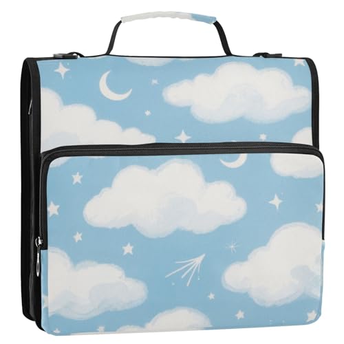Blau-weiße Mondwolken, 3,8 cm, 3-Ringe, Büroordner mit Griff, wasserdicht, Dokumenten-Organizer für Büro, Schule, Organisadores de suministros escolares von SyXIOP