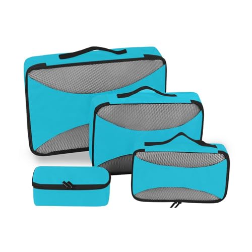 Blaues 4-teiliges Organizer-Taschen-Set, Netzstoff, Reiseutensilien, tragbare Packwürfel, Kompression von SyXIOP