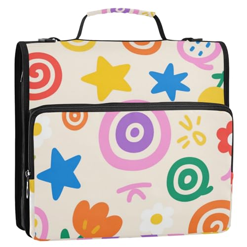 Bolsa de almacenamiento de archivos 3,8 cm große bunte Stern-Kreise, stabiler Reißverschluss mit Griff, inklusive Reißverschlusstasche, Dokumentenmappe für Mittelschüler, 3,8 cm von SyXIOP