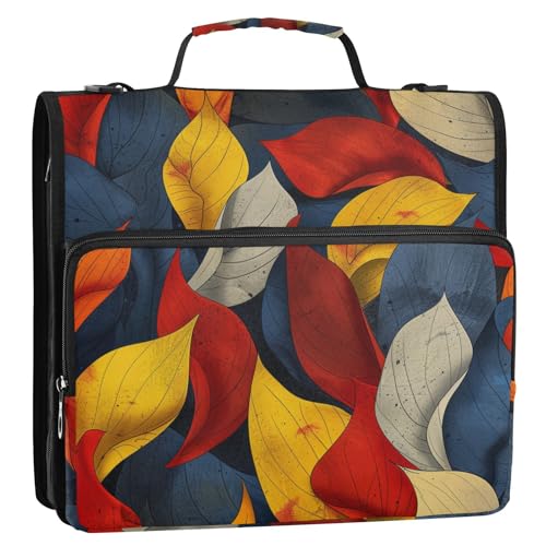 Bunte Blätter, 3,8 cm, 3 Ringe, Reißverschluss, Organizer mit Griff, mehrere Taschen, Schulbedarf, Organizer für Schule und Büro, Organizadores de Carteras von SyXIOP