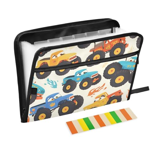 Carpeta de Fächermappe mit lustigem Cartoon-Motiv, für Auto, LKW, Beige, 13 Fächer, A4, Briefgröße mit Reißverschluss, für Zuhause, Büro, Reisen, erweiterbarer Aktenordner mit Etiketten Carpeta de Fächermappe mit lustigem Cartoon-Motiv, für Auto, LKW, Beige, 13 Fächer, A4, Briefgröße mit Reißverschluss, für Zuhause, Büro, Reisen, erweiterbarer Aktenordner mit Etiketten von SyXIOP