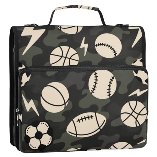 Cartoon-Baseballbälle, 3,8 cm, 3-Ring-Ordner mit Reißverschluss und abnehmbarem Schultergurt, mehrere Taschen, Dokumenten-Organizer, Tasche für Schule/Büro, Organisadores de adhesivos von SyXIOP