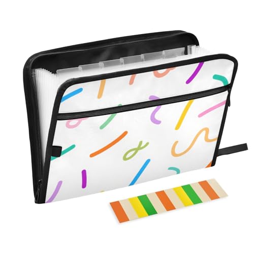 Cartoon-Feuerwerkband, weiß, Akkordeon-Aktenordner, Organizer, 13 Taschen, A4, Briefgröße mit Reißverschluss, für Büro, Büro, Ordner, Carpeta de Cartoon-Feuerwerkband, weiß, Akkordeon-Aktenordner, Organizer, 13 Taschen, A4, Briefgröße mit Reißverschluss, für Büro, Büro, Ordner, Carpeta de von SyXIOP