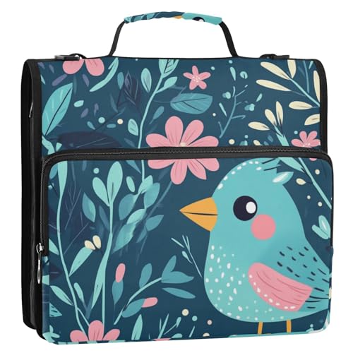 Cartoon Funny Bird Türkis 3 Ringe Ordner mit extra Taschen mit Schultergurt und Griff, mehrere Taschen, Dokumentenmappe, Organizer für Schule, Clip de Cremallera Resistente Cartoon Funny Bird Türkis 3 Ringe Ordner mit extra Taschen mit Schultergurt und Griff, mehrere Taschen, Dokumentenmappe, Organizer für Schule, Clip de Cremallera Resistente von SyXIOP