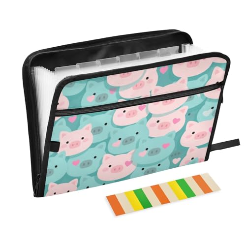 Cartoon-Ordner mit Tasche, 13 Fächer, A4, Briefgröße mit Reißverschluss, für Zuhause, Büro, Reisen, mit Taschen-Organizer Cartoon-Ordner mit Tasche, 13 Fächer, A4, Briefgröße mit Reißverschluss, für Zuhause, Büro, Reisen, mit Taschen-Organizer von SyXIOP