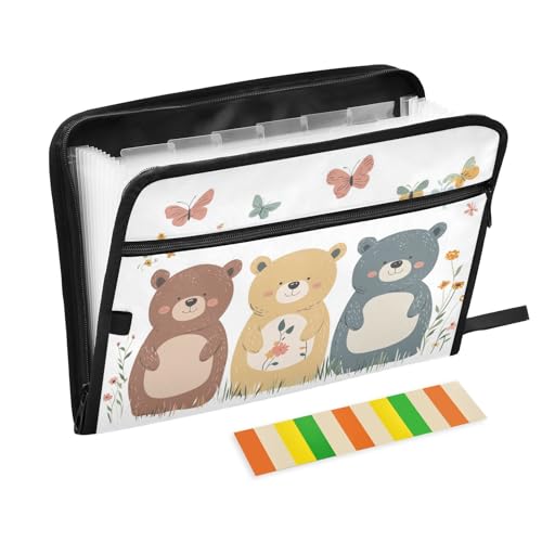 Chic Bears Aktenordner, 13 Fächer, A4, Briefgröße mit Reißverschluss, für Bürobedarf, große Aktenordner, Braun Chic Bears Aktenordner, 13 Fächer, A4, Briefgröße mit Reißverschluss, für Bürobedarf, große Aktenordner, Braun von SyXIOP
