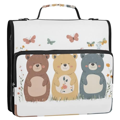 Chic Bears Ringbuch mit 3 Ringen, Reißverschluss und Riemen, leicht zu tragen, mit Reißverschluss, Portfolio für Büro, Schule, Cremallera de Carpeta, Braun Chic Bears Ringbuch mit 3 Ringen, Reißverschluss und Riemen, leicht zu tragen, mit Reißverschluss, Portfolio für Büro, Schule, Cremallera de Carpeta, Braun von SyXIOP