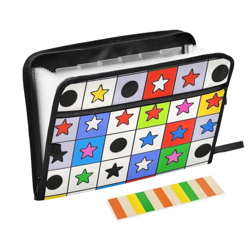 Childish Stars Fächermappe zum Aufhängen, kariert, bunt, 13 Taschen, A4, Briefgröße mit Reißverschluss, für Dokumentenaufbewahrung, Quittungen, Organizer, Carpetas de Childish Stars Fächermappe zum Aufhängen, kariert, bunt, 13 Taschen, A4, Briefgröße mit Reißverschluss, für Dokumentenaufbewahrung, Quittungen, Organizer, Carpetas de von SyXIOP