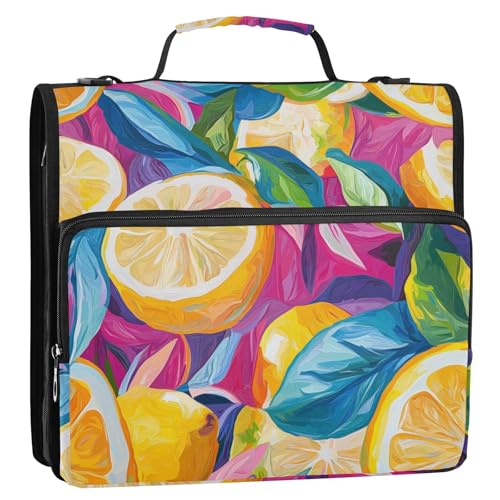 Colorful Lemons Ringbuch mit 3 Ringen, Reißverschluss, mit Griff und abnehmbarem Schultergurt, Kapazität für Dokumente, Dateien, Aufbewahrungstasche für Mittelschule, Clip de Cremallera escolar Colorful Lemons Ringbuch mit 3 Ringen, Reißverschluss, mit Griff und abnehmbarem Schultergurt, Kapazität für Dokumente, Dateien, Aufbewahrungstasche für Mittelschule, Clip de Cremallera escolar von SyXIOP
