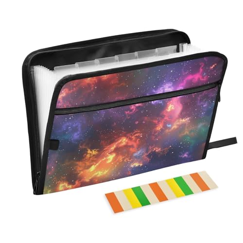 Dokumenten-Organizer mit buntem Sternenhimmel, 13 Fächer, A4, Briefgröße mit Reißverschluss, für Geschäfte, Fächermappen, Jacken, carpeta de Dokumenten-Organizer mit buntem Sternenhimmel, 13 Fächer, A4, Briefgröße mit Reißverschluss, für Geschäfte, Fächermappen, Jacken, carpeta de von SyXIOP