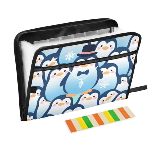 Dokumenten-Organizer mit niedlichem Pinguin-Motiv, 13 Fächer, A4, Briefgröße mit Reißverschluss, für Zuhause, Büro, Reisen, Papier-Organizer, Ordner, Organizer Dokumenten-Organizer mit niedlichem Pinguin-Motiv, 13 Fächer, A4, Briefgröße mit Reißverschluss, für Zuhause, Büro, Reisen, Papier-Organizer, Ordner, Organizer von SyXIOP