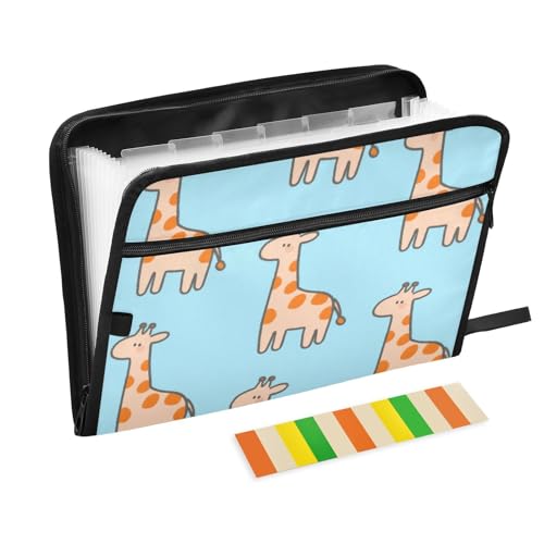 Dokumentenmappe, Cartoon-Giraffe, 13 Fächer, A4, Briefgröße mit Reißverschluss, für Bürobedarf, Fächermappen, Jacken, Para-Guardar-Dokumente, Blau Dokumentenmappe, Cartoon-Giraffe, 13 Fächer, A4, Briefgröße mit Reißverschluss, für Bürobedarf, Fächermappen, Jacken, Para-Guardar-Dokumente, Blau von SyXIOP
