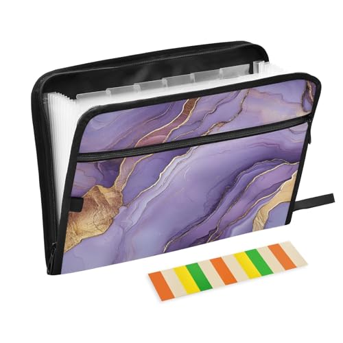 Dokumentenmappe, Marmor, erweiterbar, 13 Fächer, A4, Briefgröße mit Reißverschluss, für Zuhause, Büro, Reisen, Organizer mit Tasche, Violett-Gold Dokumentenmappe, Marmor, erweiterbar, 13 Fächer, A4, Briefgröße mit Reißverschluss, für Zuhause, Büro, Reisen, Organizer mit Tasche, Violett-Gold von SyXIOP